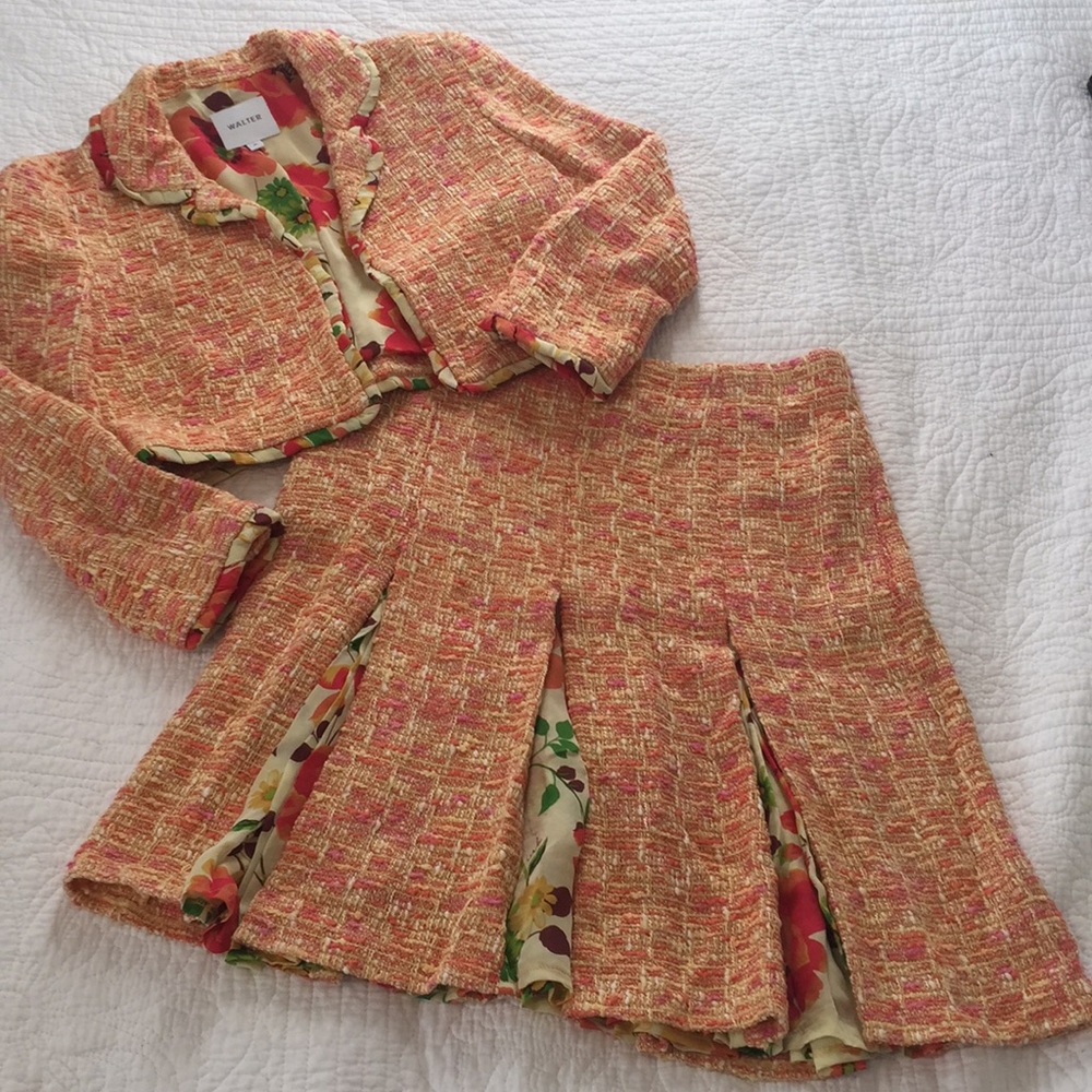 Vintage Walter 2 Piece Tweed Jacket & Shirt w/Silk Lining